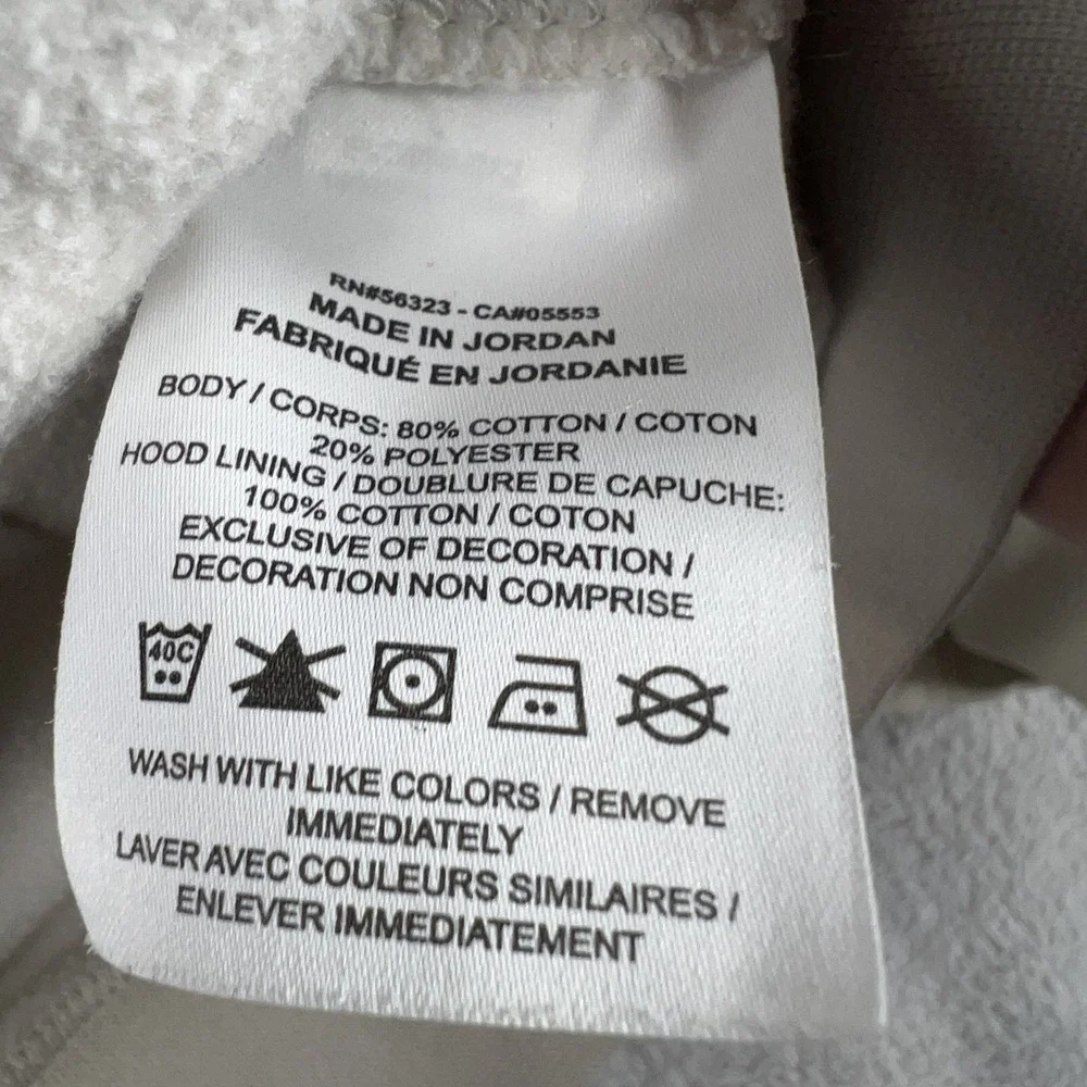 Nike Hoodie Mens L Cream Pullover Sweatshirt Embroidered Swoosh Fleece Athletic